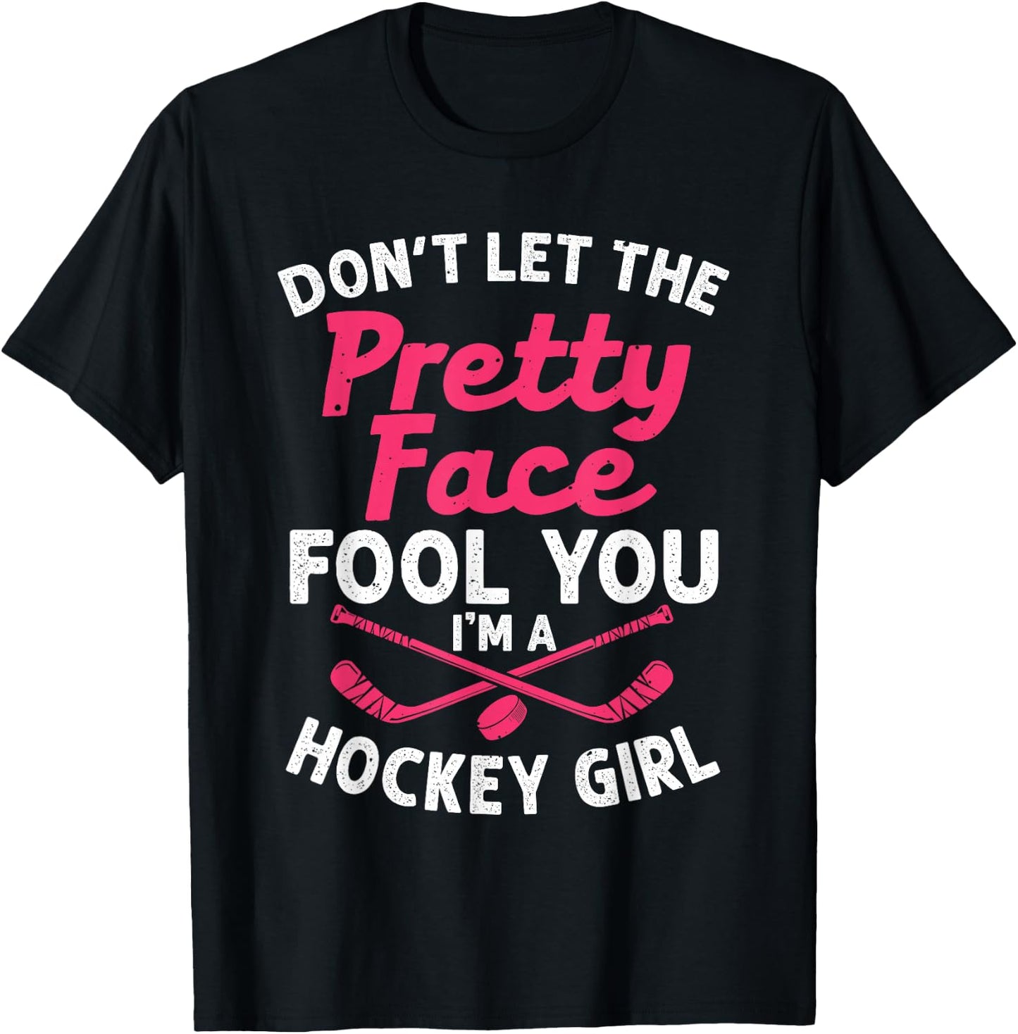 Funny Girl Hockey Gift Kids Ice Hockey Players T-Shirt - T-Shirt | Black