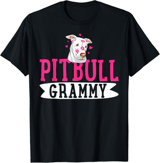 Pitbull Grammy Pit Bull Terrier Dog Pibble Mother's Day T-Shirt - T-Shirt | Black