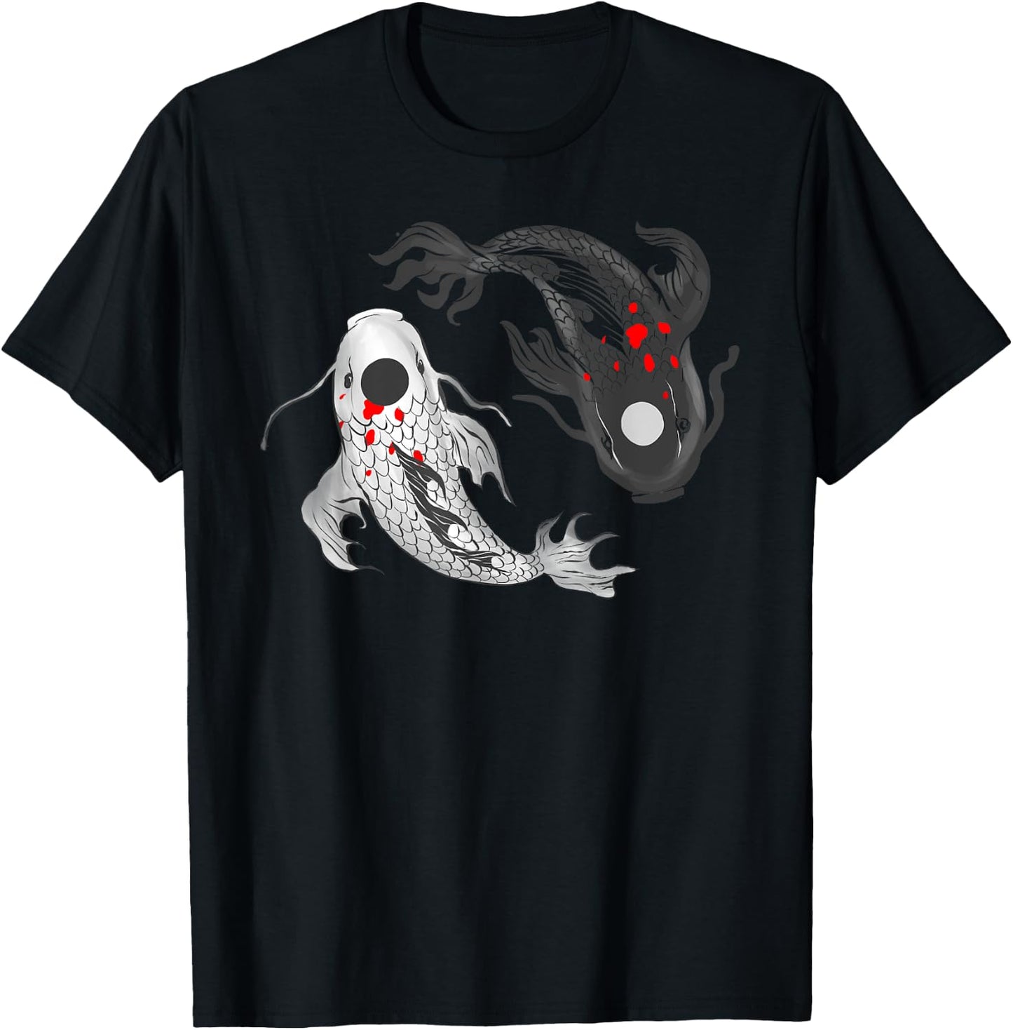 Koi Fish Yin Yang Symbol Of Harmony Balance Life Asian Style T-Shirt - T-Shirt | Black