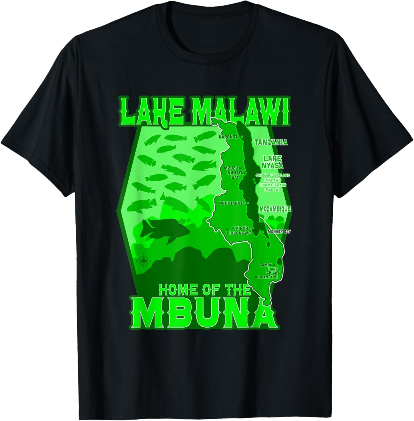 Lake Malawi Africa Cichlids Aquarium Fish Mbuna Peacock T-Shirt - T-Shirt | Black