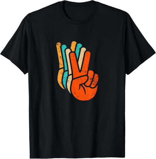 Vintage Victory Sign Victory Sign Peace Symbol T-Shirt - T-Shirt | Black