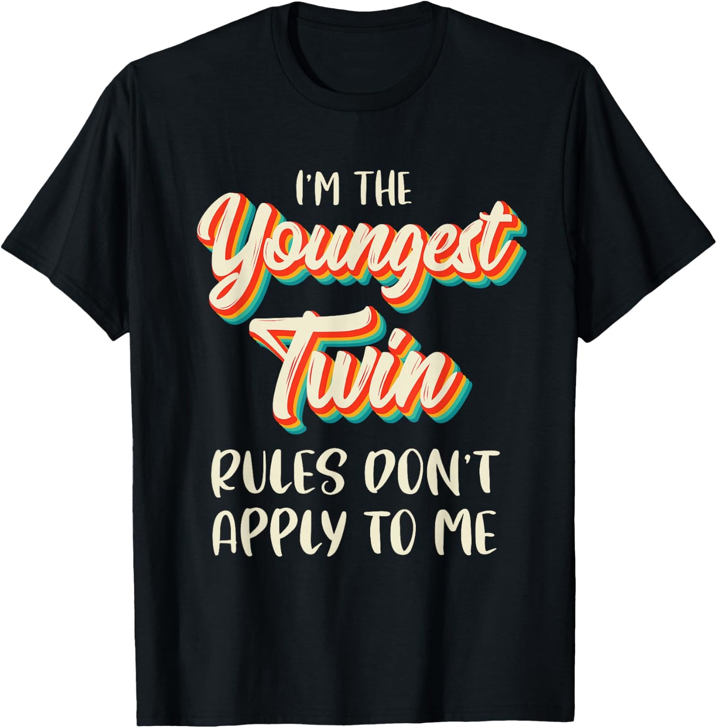 Twins Shirt Boys Girls Birthday Funny Siblings Youngest Twin T-Shirt - T-Shirt | Black