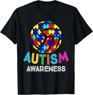 Autism Awareness Month Volleyball Sports Ribbon Women Shirt T-Shirt - T-Shirt | Black