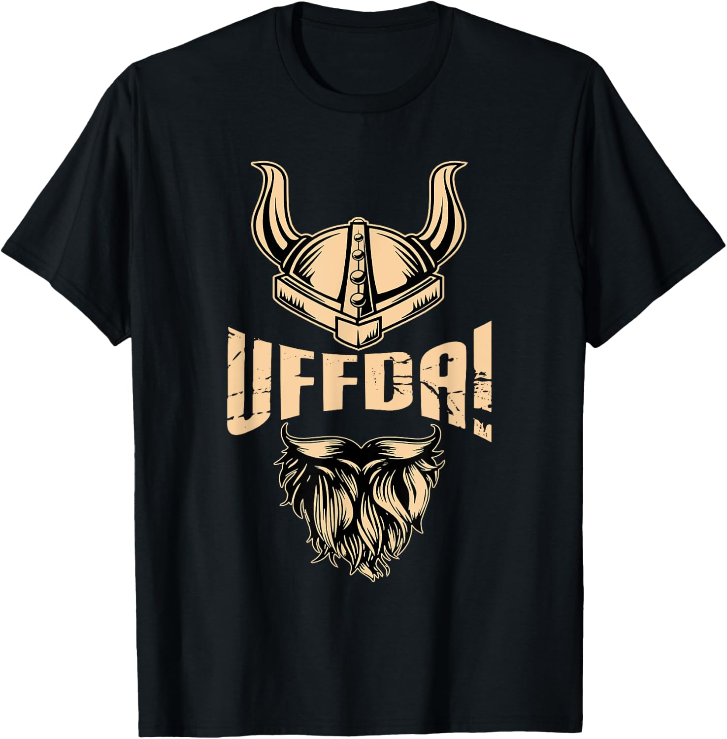 Norse Viking sayings Norsemen warrior Uff Da American Norwegian Quote Roots Viking Helmet Beard T-Shirt - T-Shirt | Black