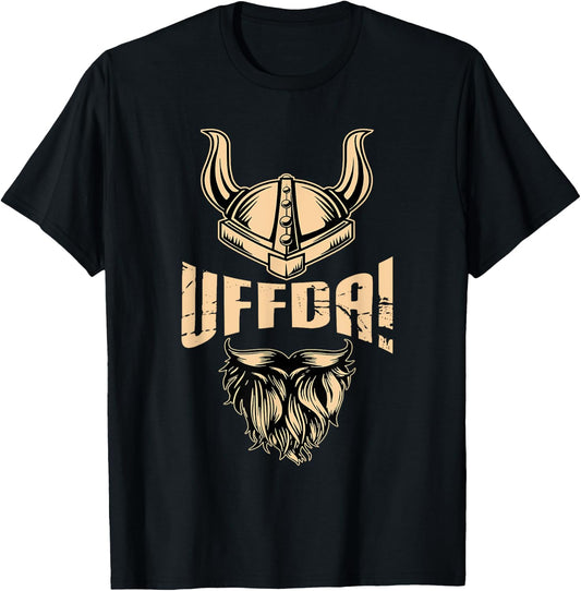 Norse Viking sayings Norsemen warrior Uff Da American Norwegian Quote Roots Viking Helmet Beard T-Shirt - T-Shirt | Black