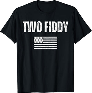 Two Fiddy American Flag Humor Patriot Meme T-Shirt - T-Shirt | Black