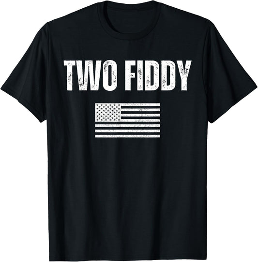 Two Fiddy American Flag Humor Patriot Meme T-Shirt - T-Shirt | Black