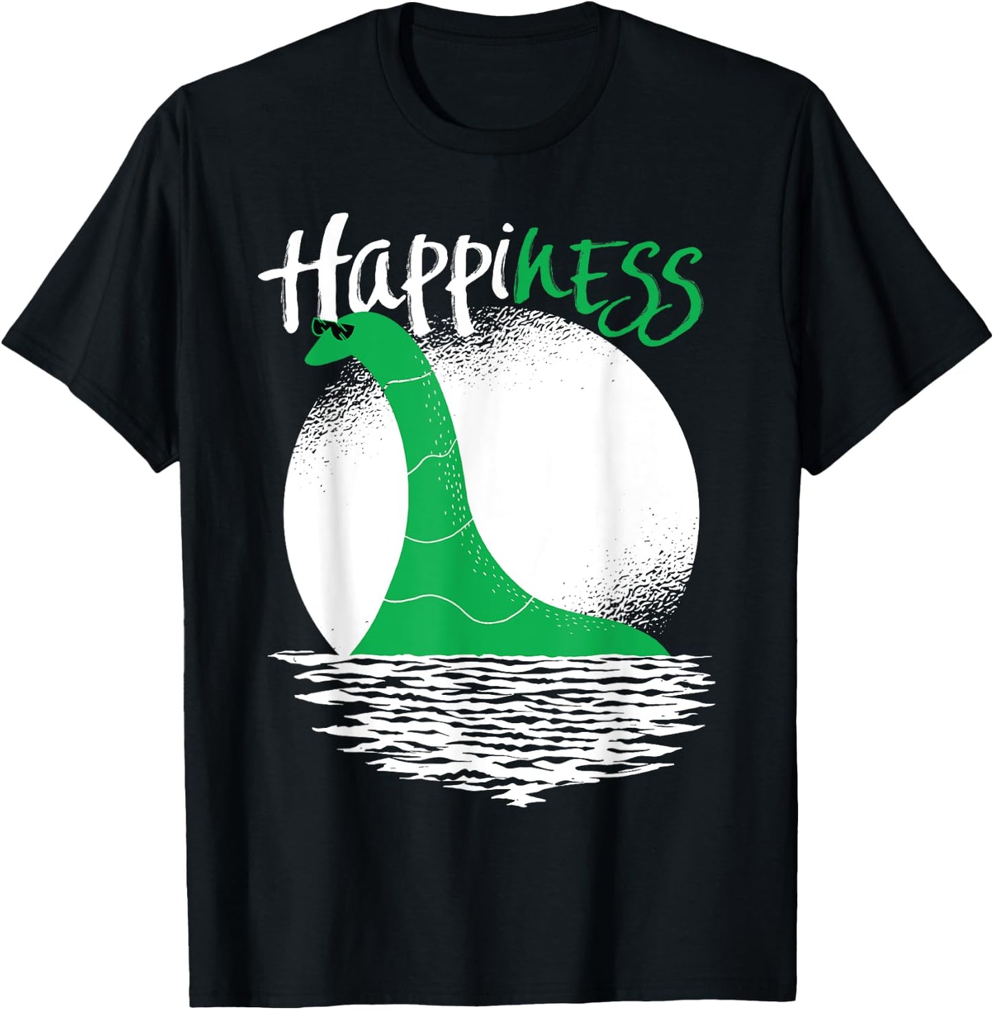 Funny Loch Ness Monster HappiNESS Happy Nessie Pun T-Shirt - T-Shirt | Black