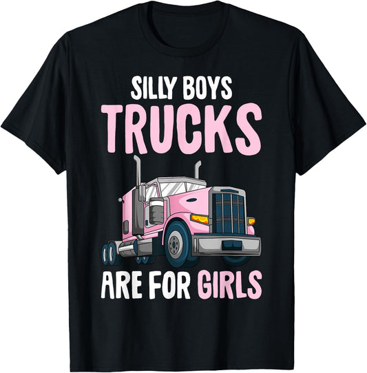Trucks Are for Girls Semi Truck Trucker Truck Driver Kids T-Shirt - T-Shirt | Black