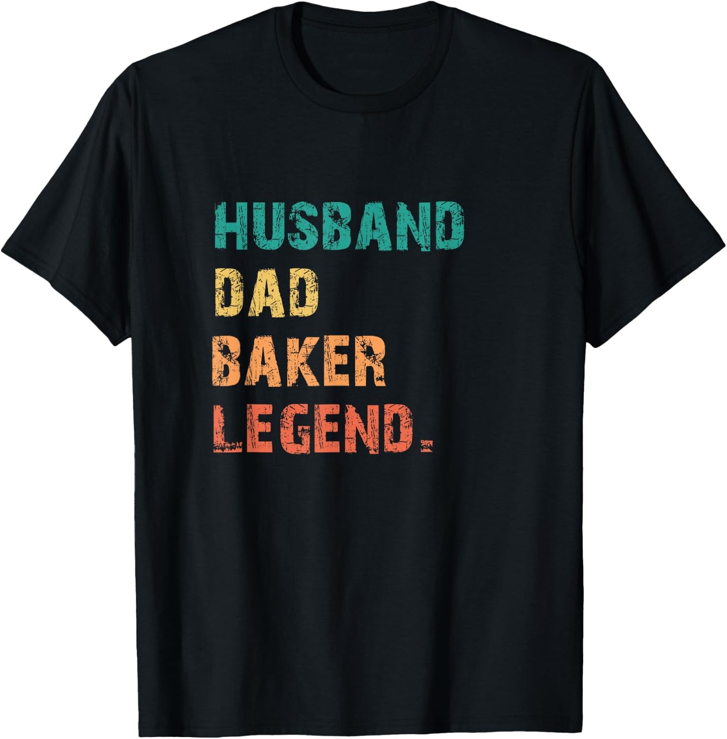Husband Dad Baker Legend Vintage Retro Best Papa T-Shirt - T-Shirt | Black