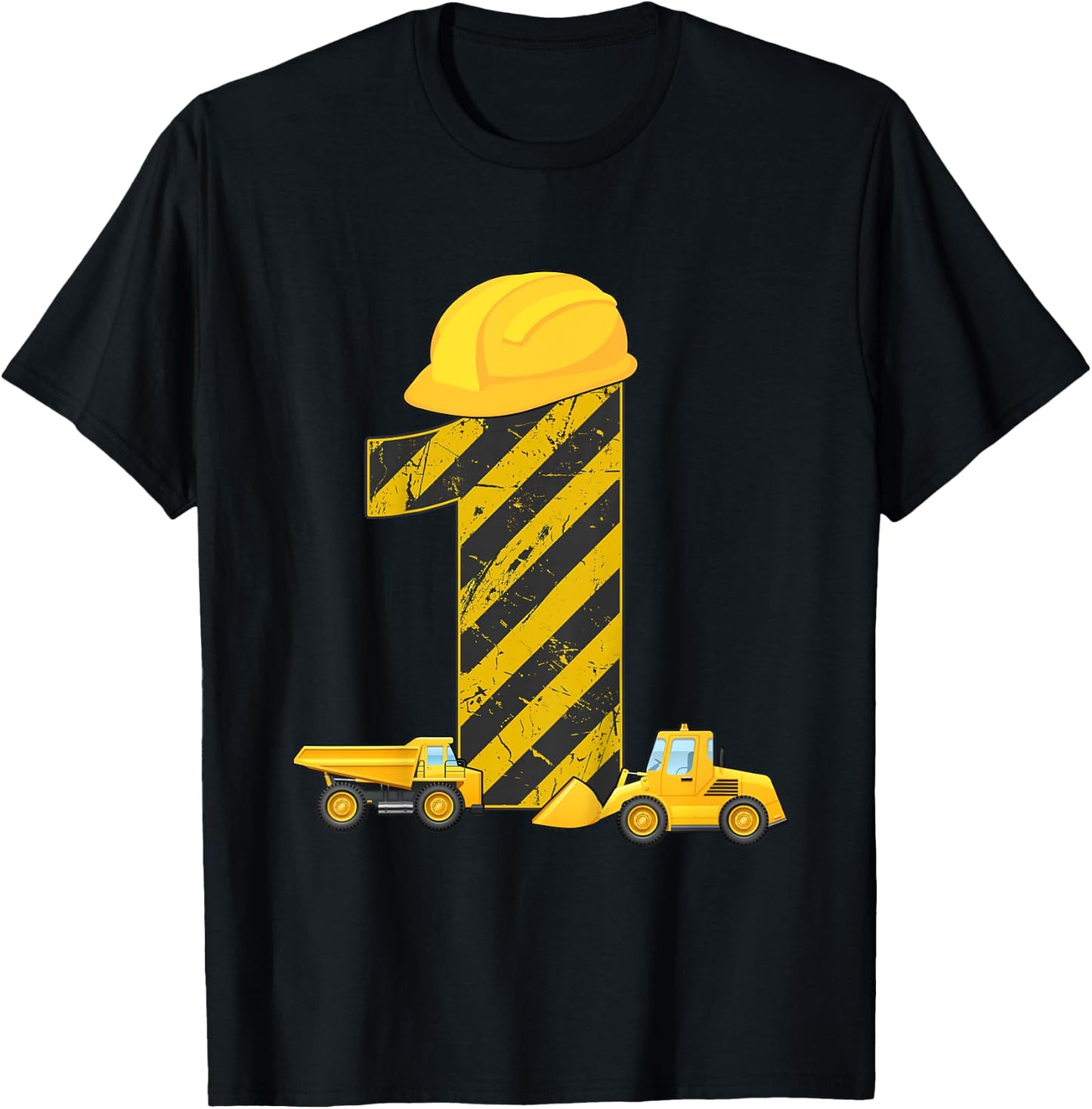 1st Birthday Digger 1 Year Builder Excavator Gift T-Shirt - T-Shirt | Black