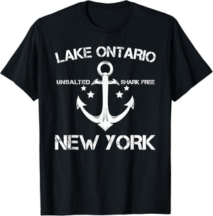 LAKE ONTARIO NEW YORK Funny Fishing Camping Summer Gift Women Girls Kids T-Shirt - T-Shirt | Black