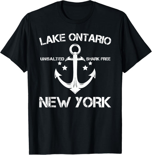 LAKE ONTARIO NEW YORK Funny Fishing Camping Summer Gift Women Girls Kids T-Shirt - T-Shirt | Black