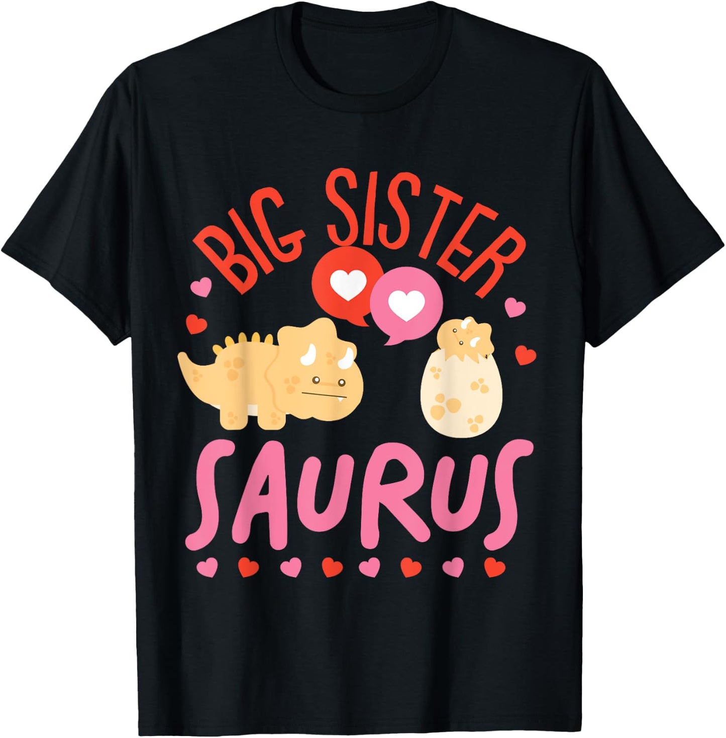 Cute Dinosaurs Design For Big Sister Saurus T-Shirt - T-Shirt | Black