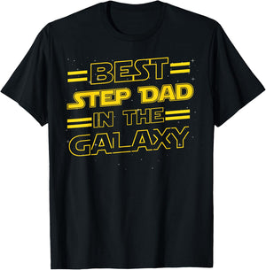 Best Step Dad in the Galaxy Funny Fathers Day Gift T-Shirt - T-Shirt | Black