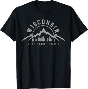 Wisconsin The Badger State USA America Souvenir T-Shirt - T-Shirt | Black