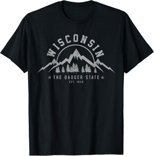Wisconsin The Badger State USA America Souvenir T-Shirt - T-Shirt | Black