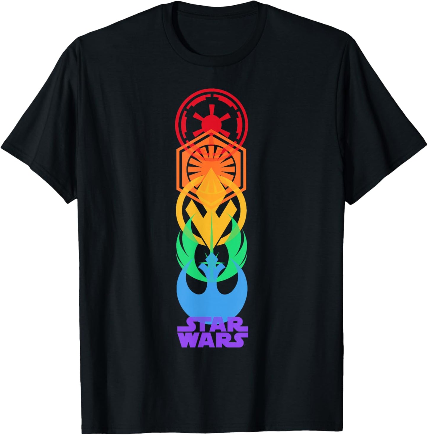 Star Wars Rainbow Logo Stack T-Shirt - T-Shirt | Black