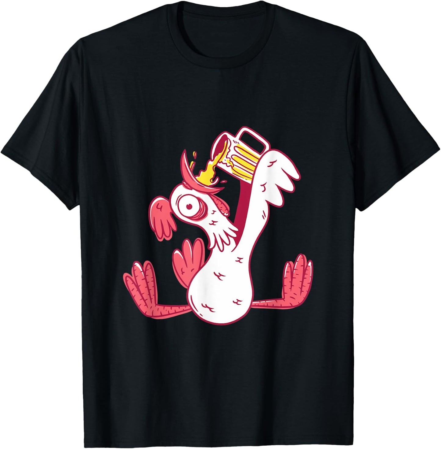 Funny Drunk Rooster Animal Chicken Beer Alcohol Party Gift T-Shirt - T-Shirt | Black