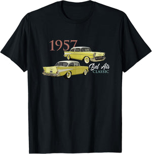 Vintage Cars, Classic Cars, 1957 BEL AIR, 1950'S, Yellow CAR T-Shirt - T-Shirt | Black