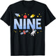 Nine Birthday Boys Astronaut 9th Bday Party 9 Year Old Kids T-Shirt - T-Shirt | Black