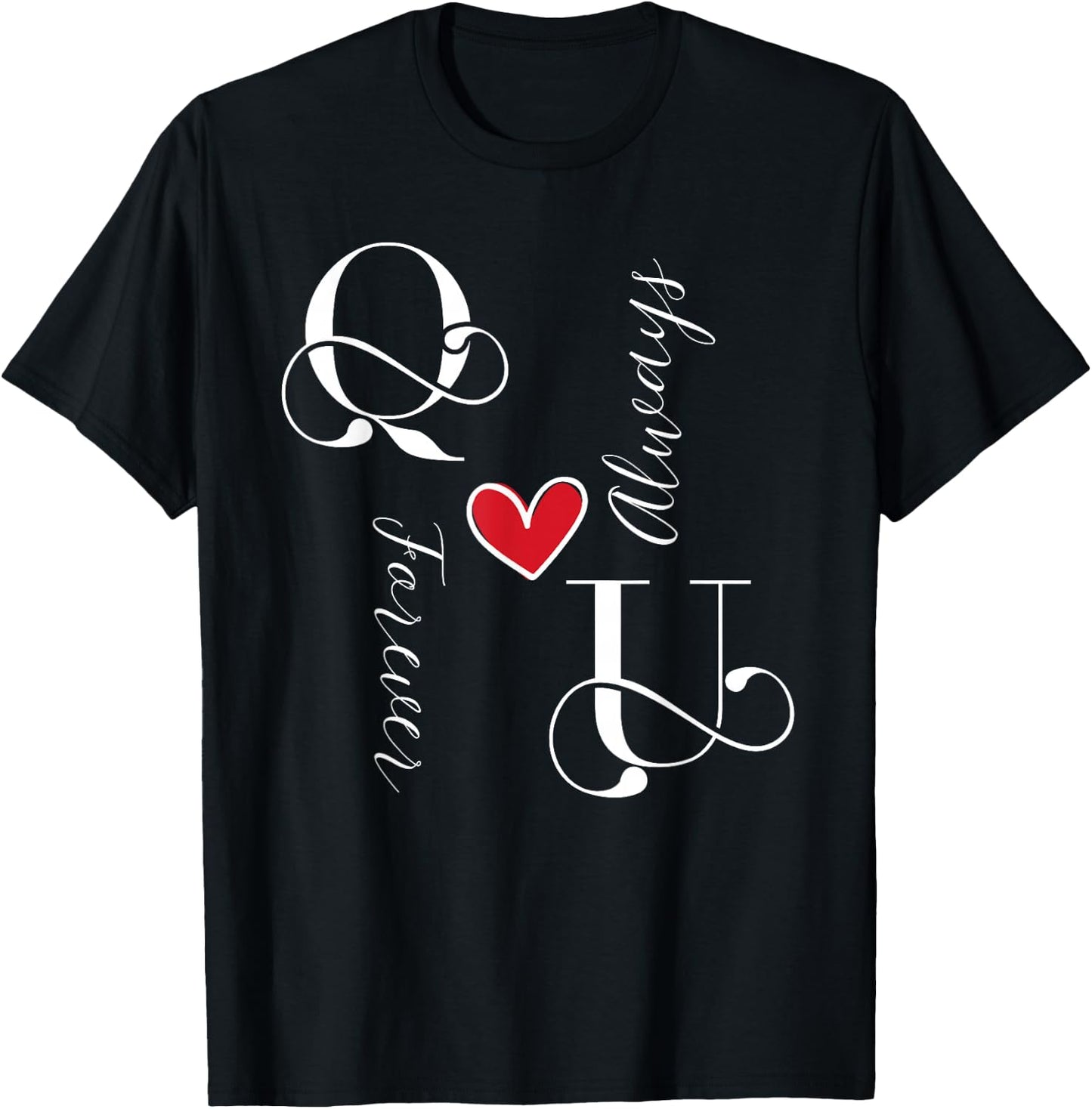 U & Q Couples Initials, Wedding, Anniversary, Mr & Mrs T-Shirt - T-Shirt | Black