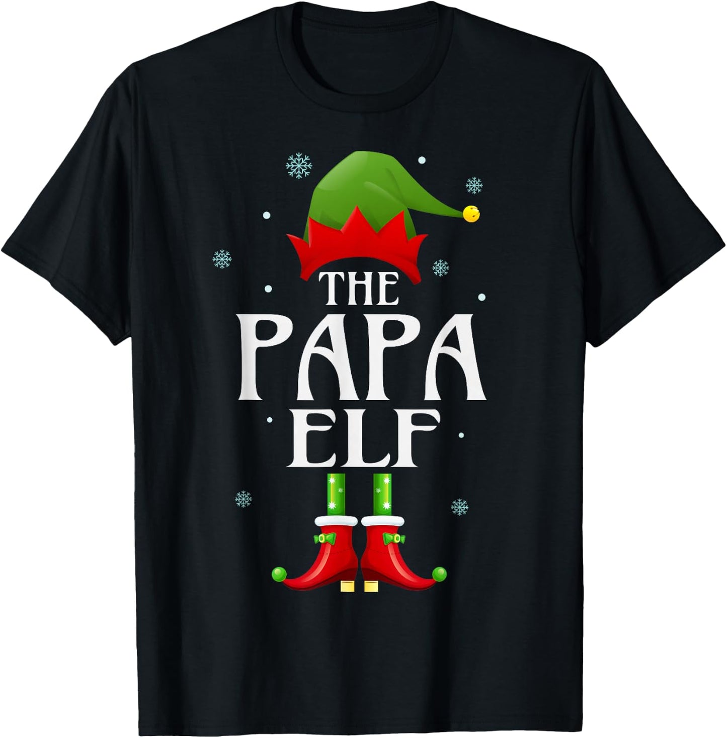 Papa Elf Xmas Matching Family Group Christmas Party Pajama T-Shirt - T-Shirt | Black