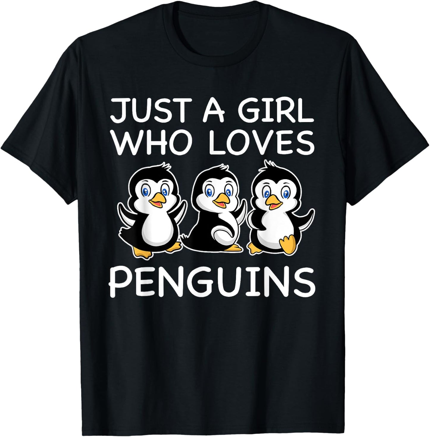 Cute Penguin Art Women Girls Baby Bird Animal Penguin Lover T-Shirt - T-Shirt | Black