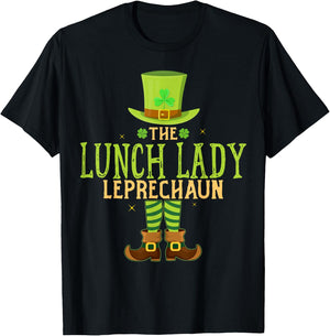 The Lunch Lady Leprechaun Funny Matching St Patricks Day T-Shirt - T-Shirt | Black