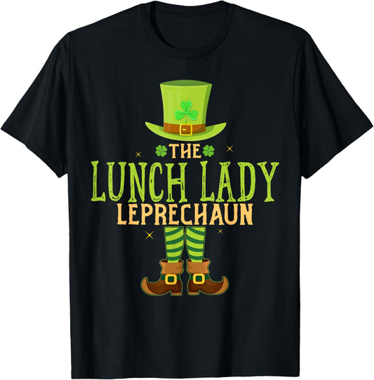 The Lunch Lady Leprechaun Funny Matching St Patricks Day T-Shirt - T-Shirt | Black