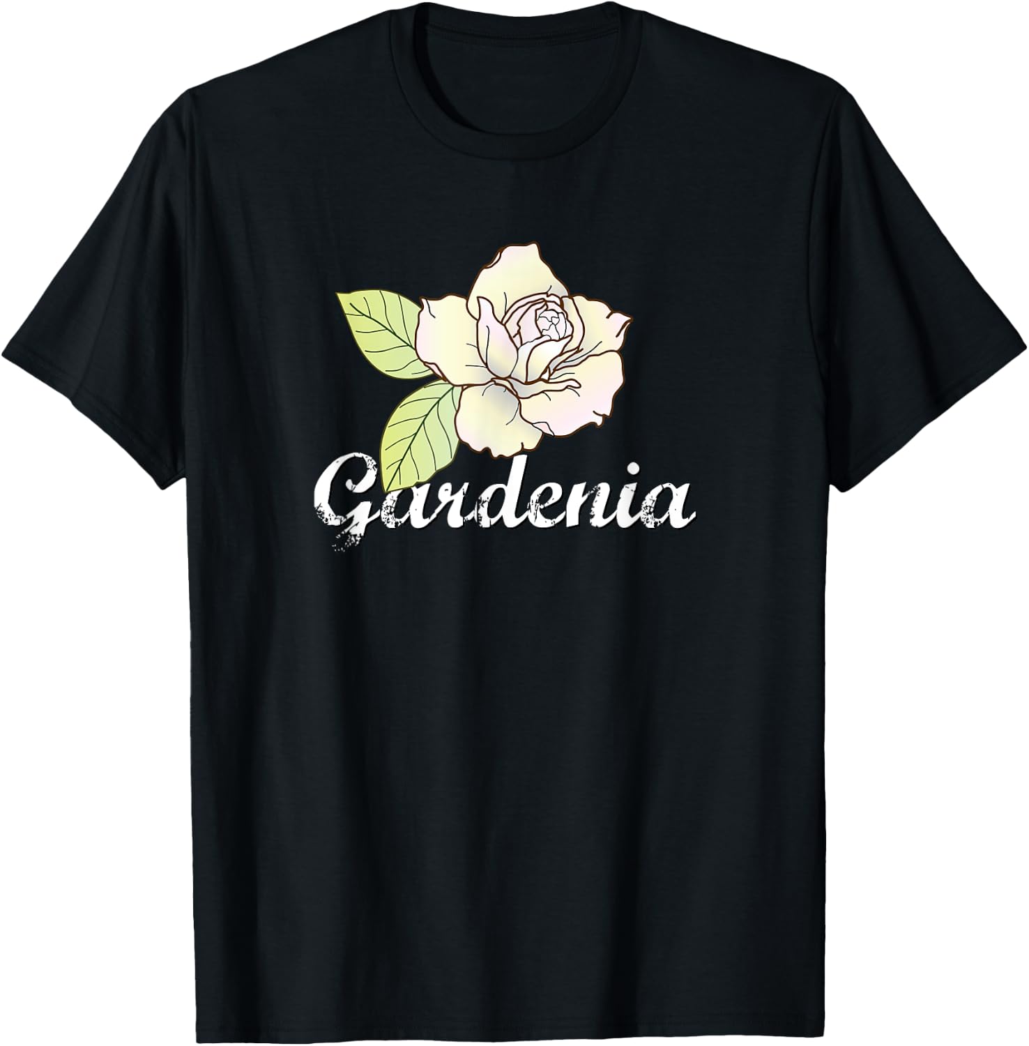 Cute Gardenia Flower Shirt, Gardening Gift, Garden T Shirt T-Shirt - T-Shirt | Black