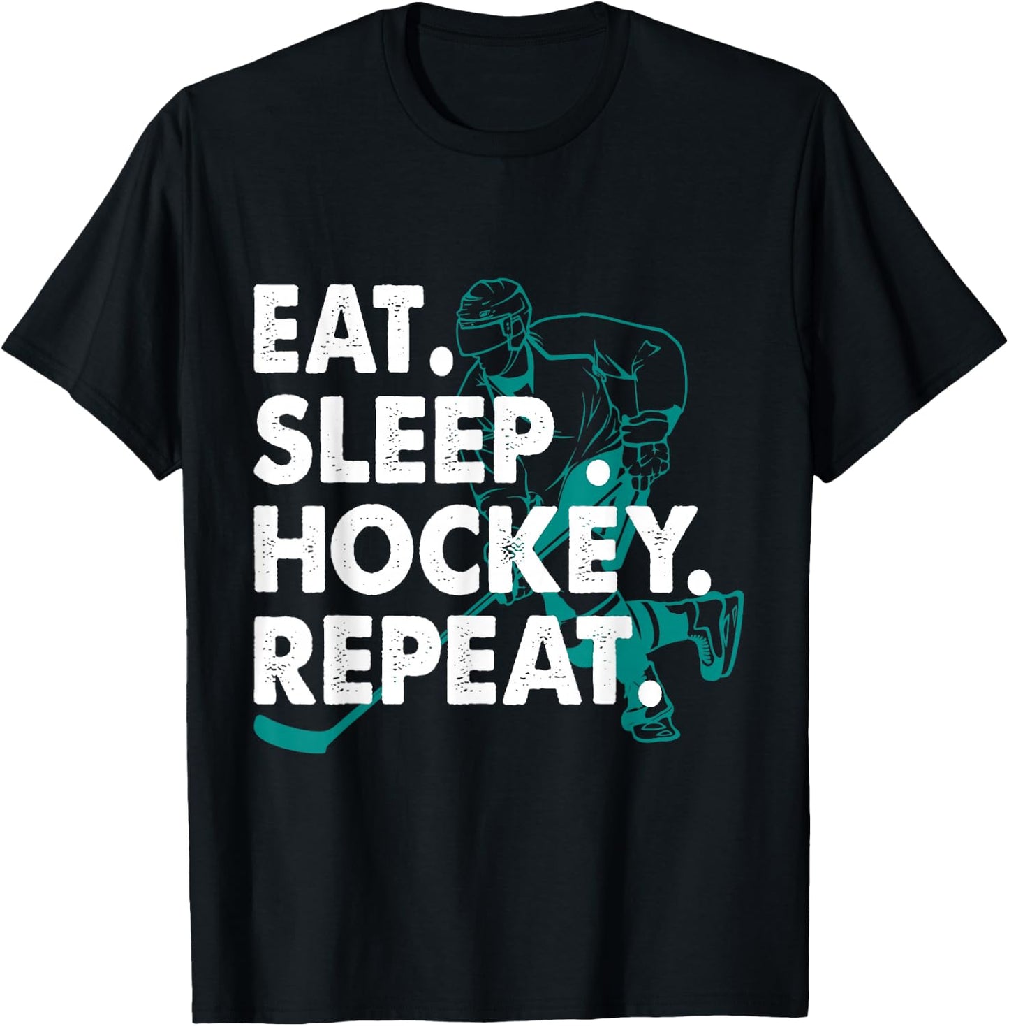 Eat Sleep Hockey Repeat Hockey Lovers Kids Youth Women T-Shirt - T-Shirt | Black