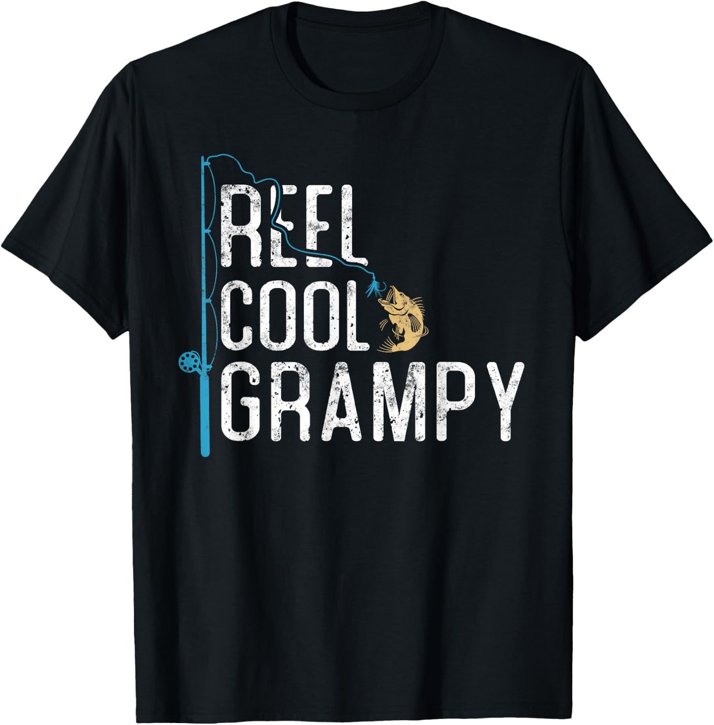 Reel Cool Grampy vintage funny fishing rod gifts for Grampy T-Shirt - T-Shirt | Black