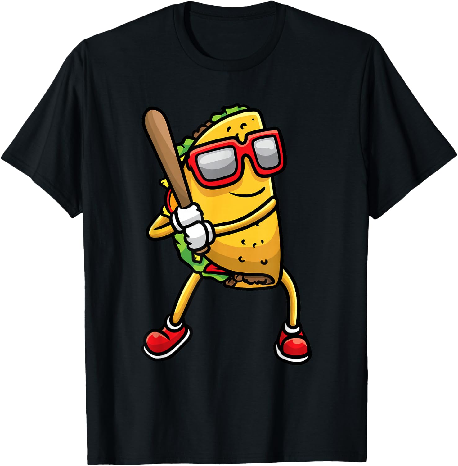 Taco Playing Baseball Mexican Cinco De Mayo Kids Men T-Shirt - T-Shirt | Black