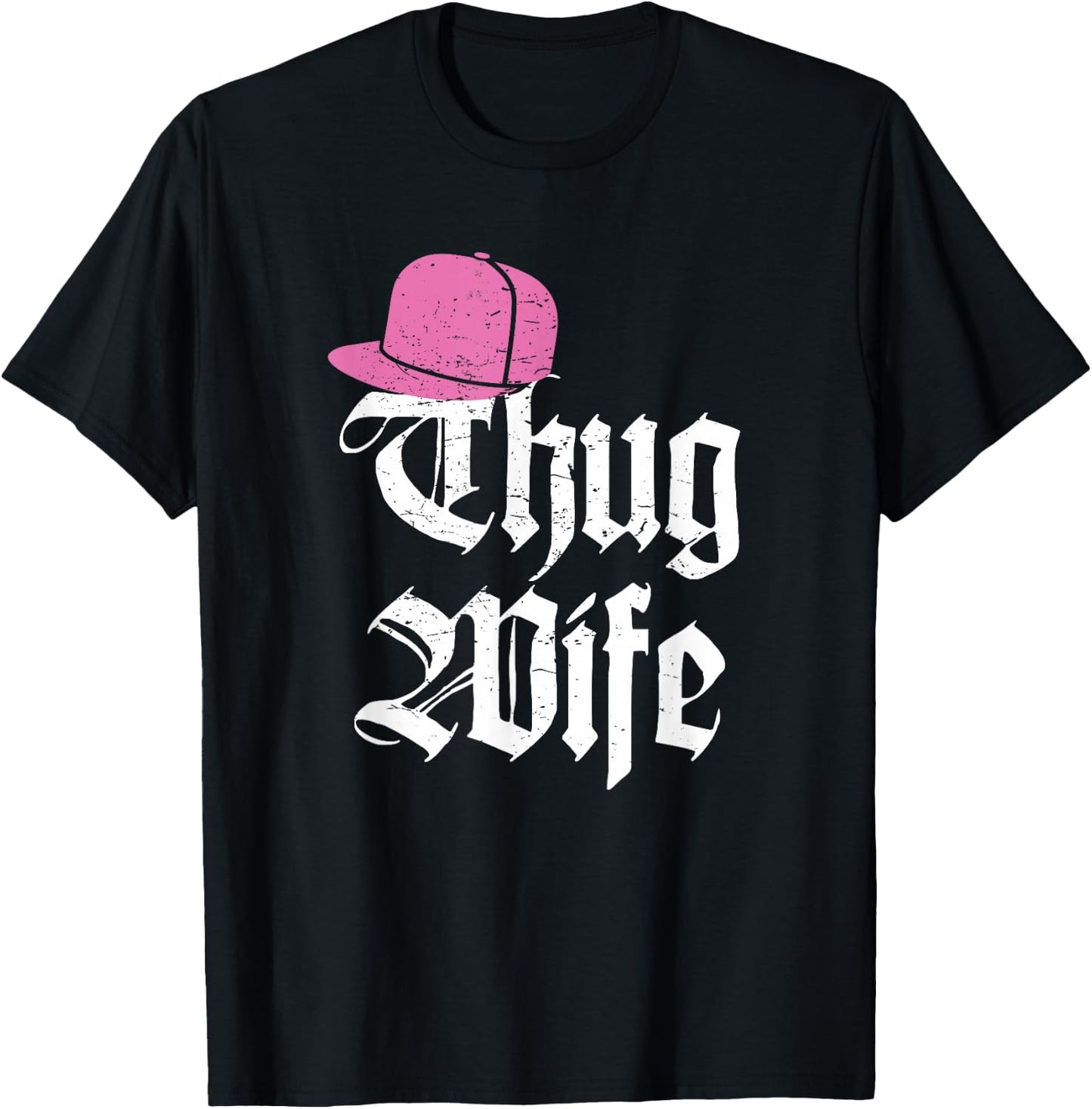 Thug Wife Funny Gangster hat Fiance Married T-Shirt - T-Shirt | Black