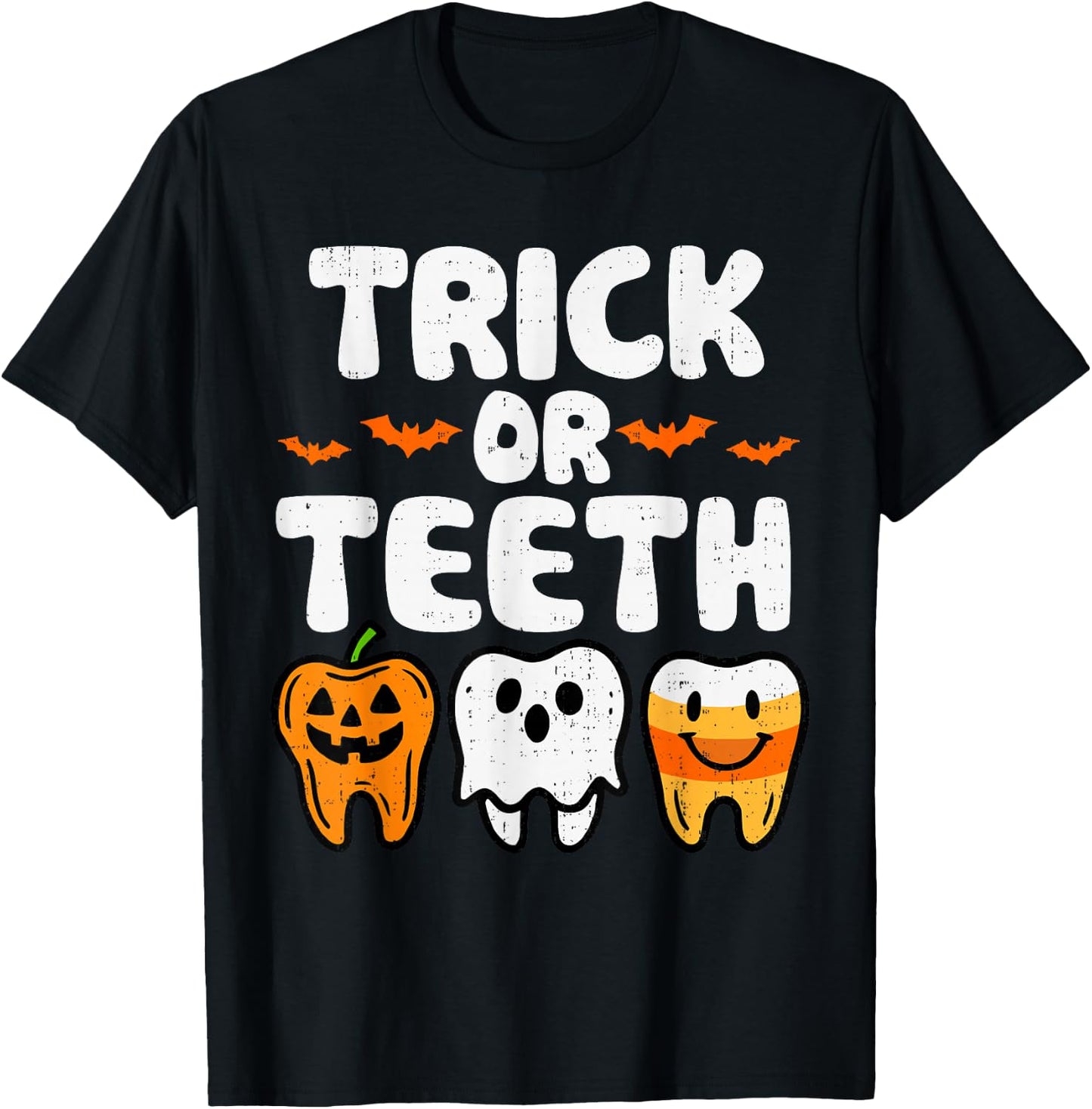Trick Or Teeth Halloween Funny Dental Dentist Men Women Kids T-Shirt - T-Shirt | Black