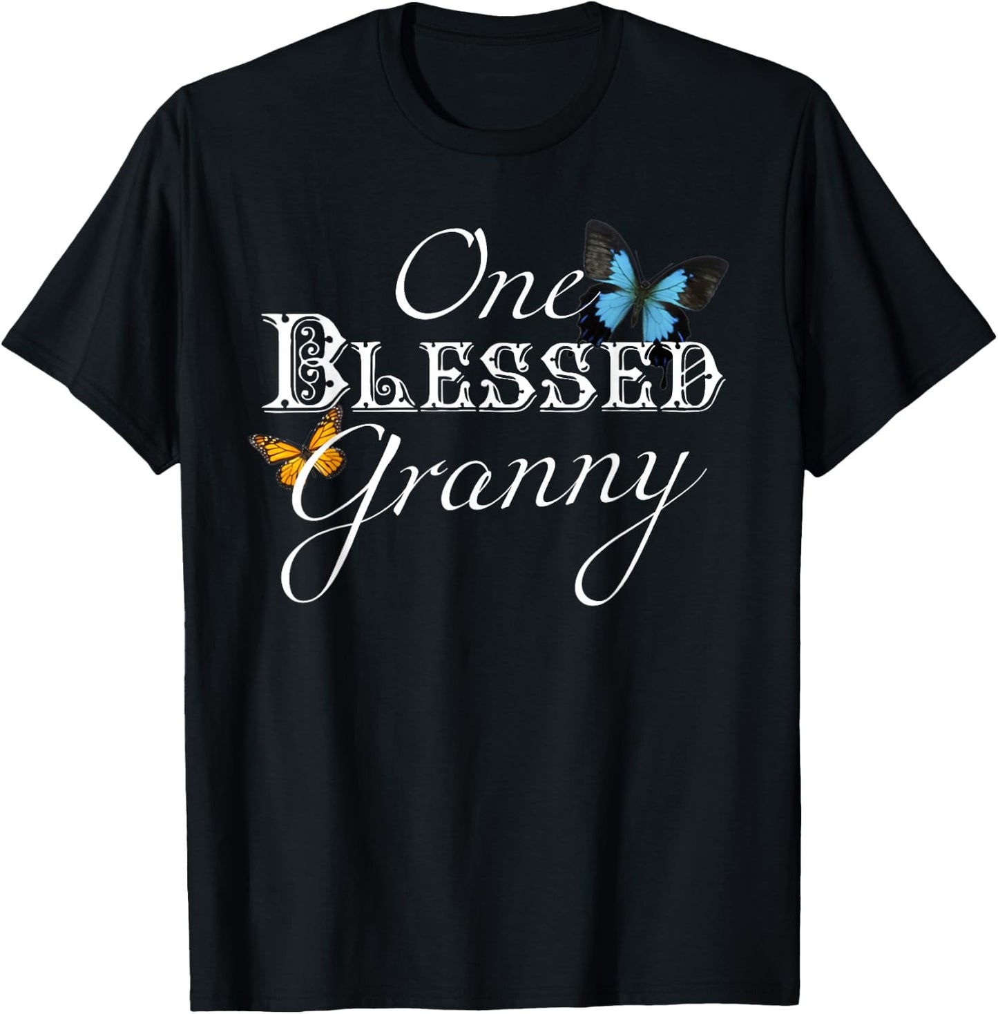 Granny Shirt - One Blessed Granny - Grandmother Gift T-Shirt - T-Shirt | Black
