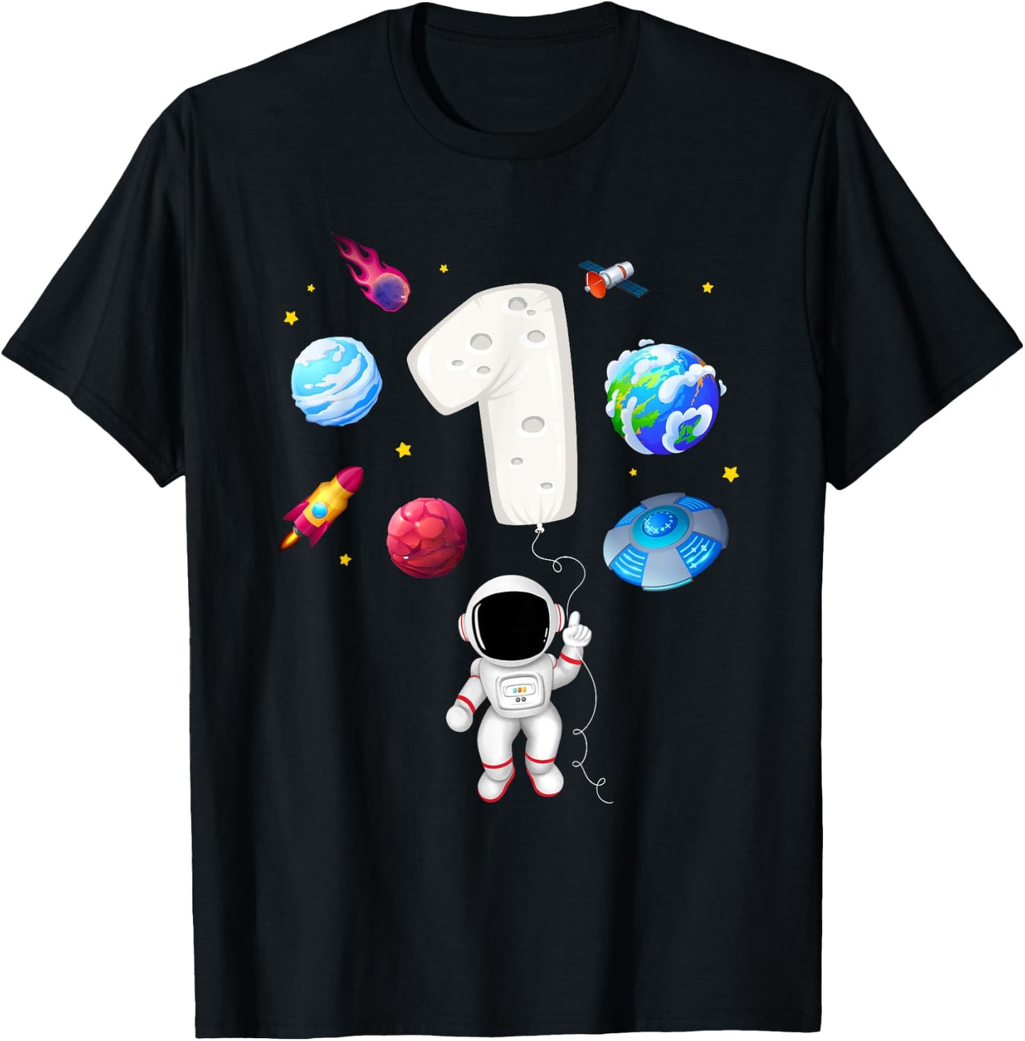 1st Astronaut Birthday Party 1 Year Old Space Costume T-Shirt - T-Shirt | Black
