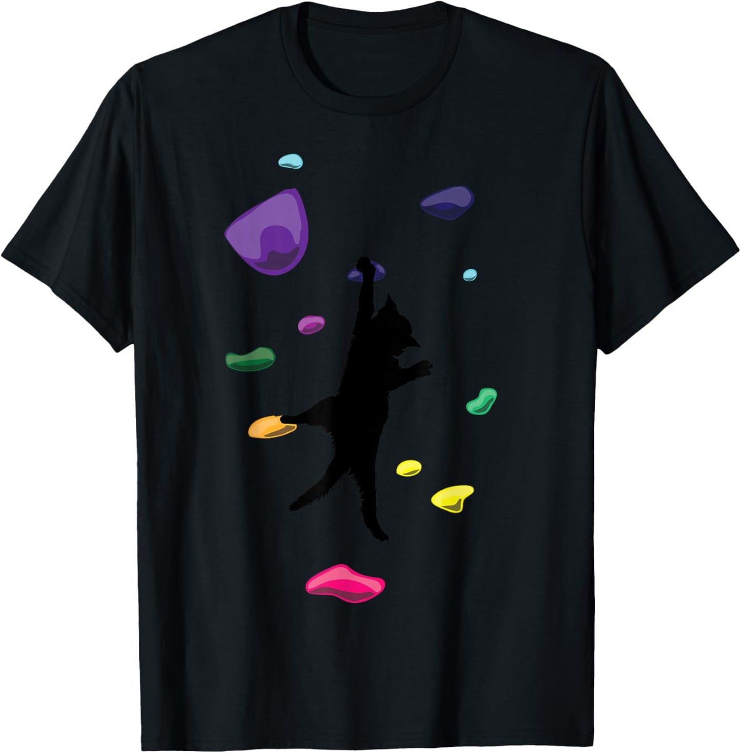 Funny Cat Climber Rock Climbing Gift Women And Kids T-Shirt - T-Shirt | Black