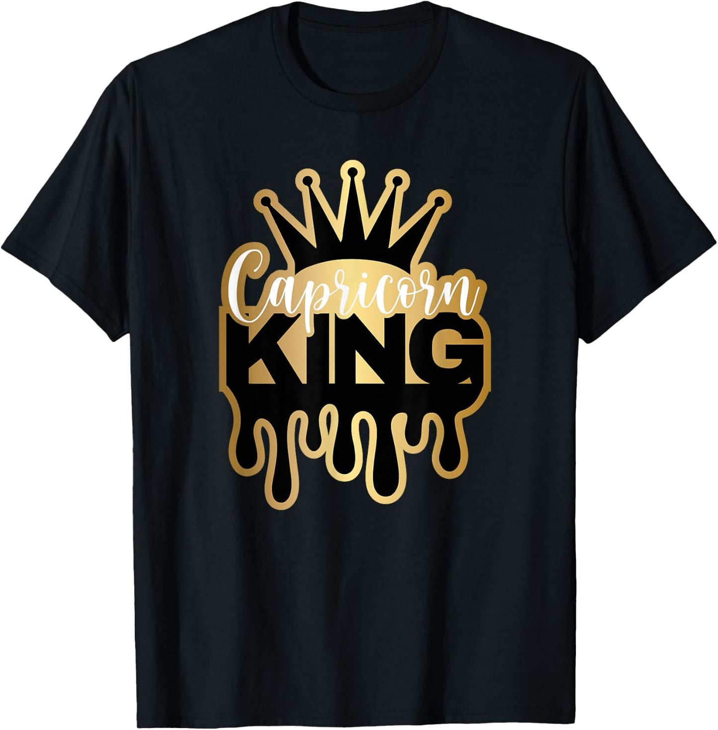 Dripping Capricorn King Zodiac T-Shirt - T-Shirt | Black