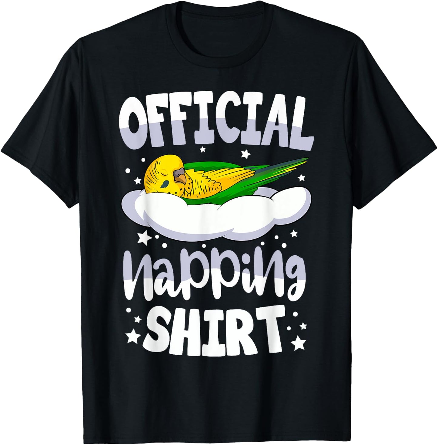 Budgie Pyjamas Budgerigar Lover Official Napping T-Shirt - T-Shirt | Black