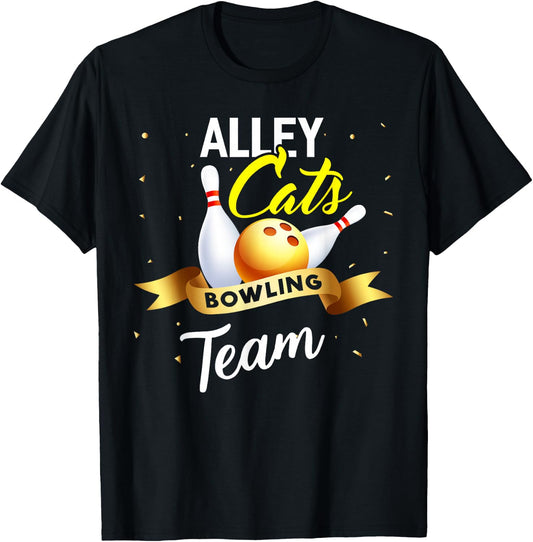 Alley Cat Bowling Shirt Funny Bowler Bowling T-Shirt - T-Shirt | Black