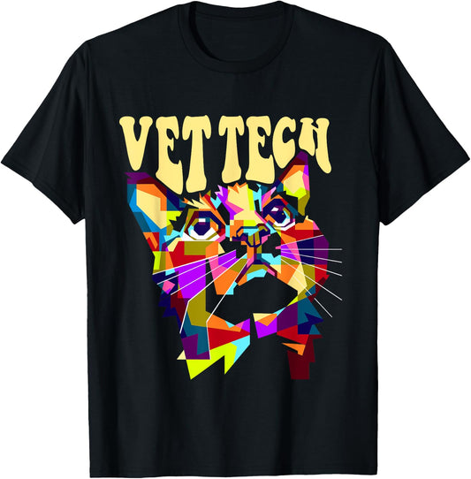 Vet Tech Cat Kitten Pet Veterinarian Veterinary Technician T-Shirt - T-Shirt | Black