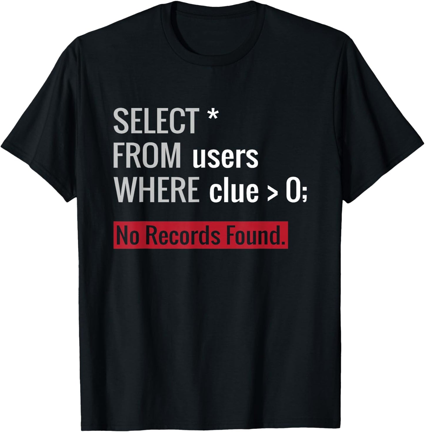 SQL Query Funny SQL Database Admin Programmer T-Shirt - T-Shirt | Black