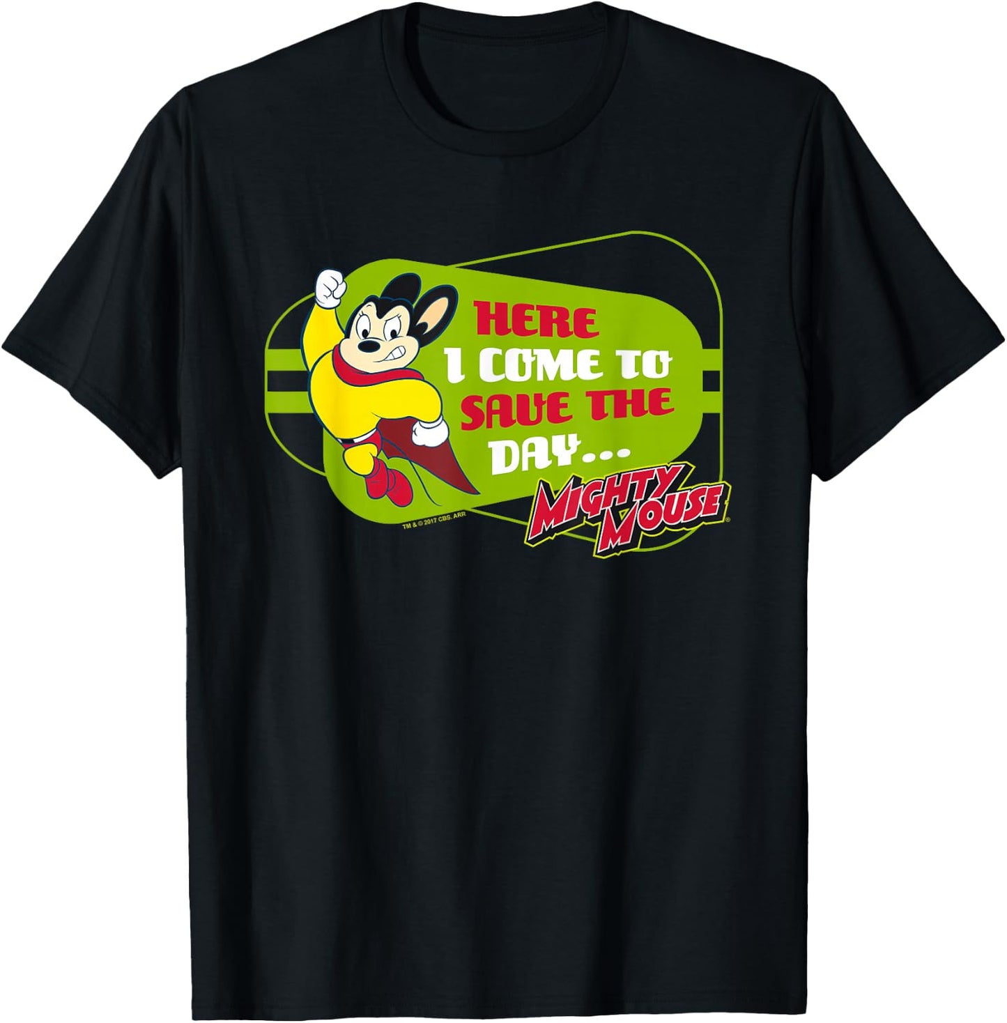 Mighty Mouse Here I Come T-Shirt - T-Shirt | Black