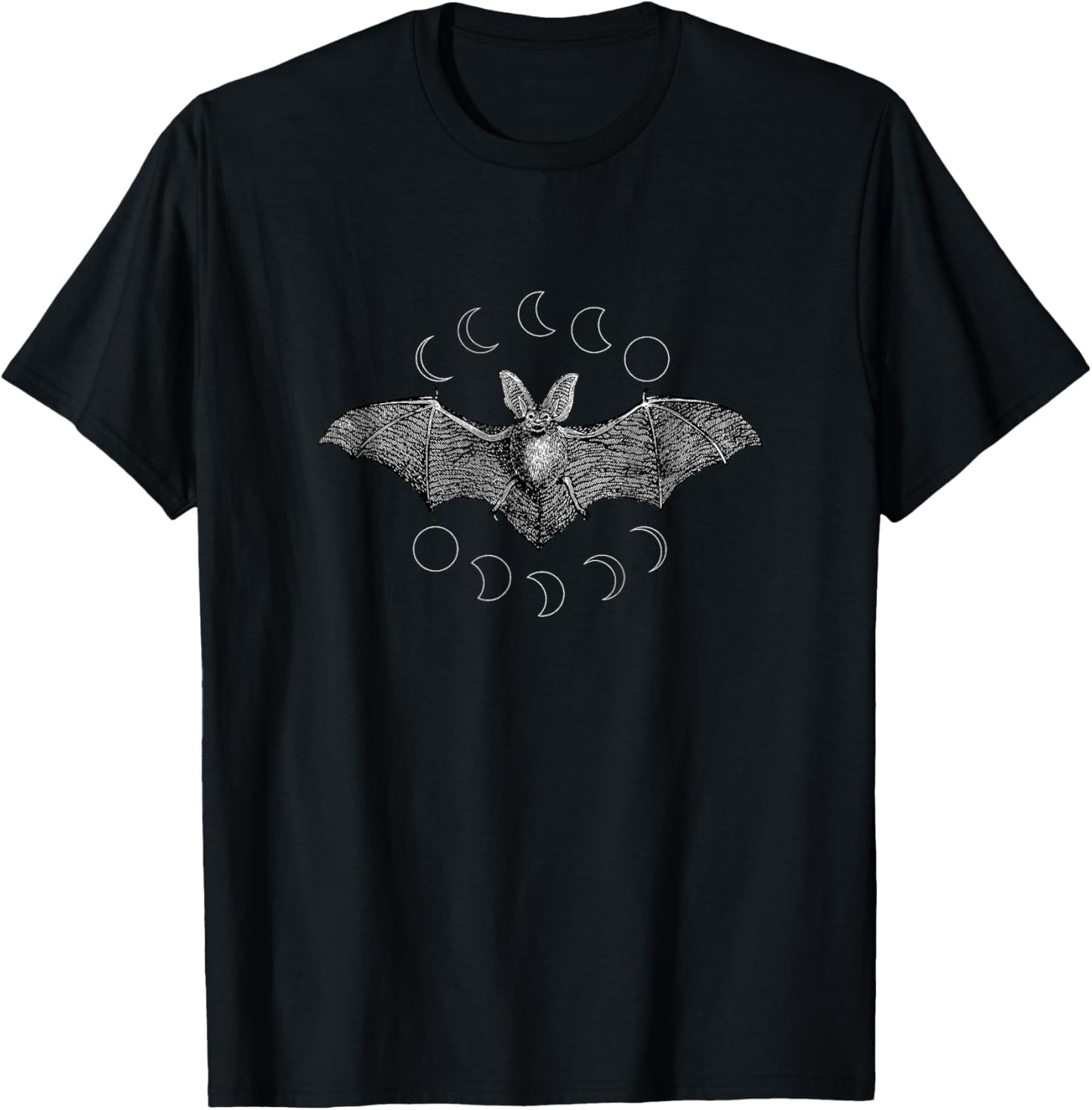 Phases of the Moon Vampire Bat Goth Lunar Witch Wicca Witchy T-Shirt - T-Shirt | Black