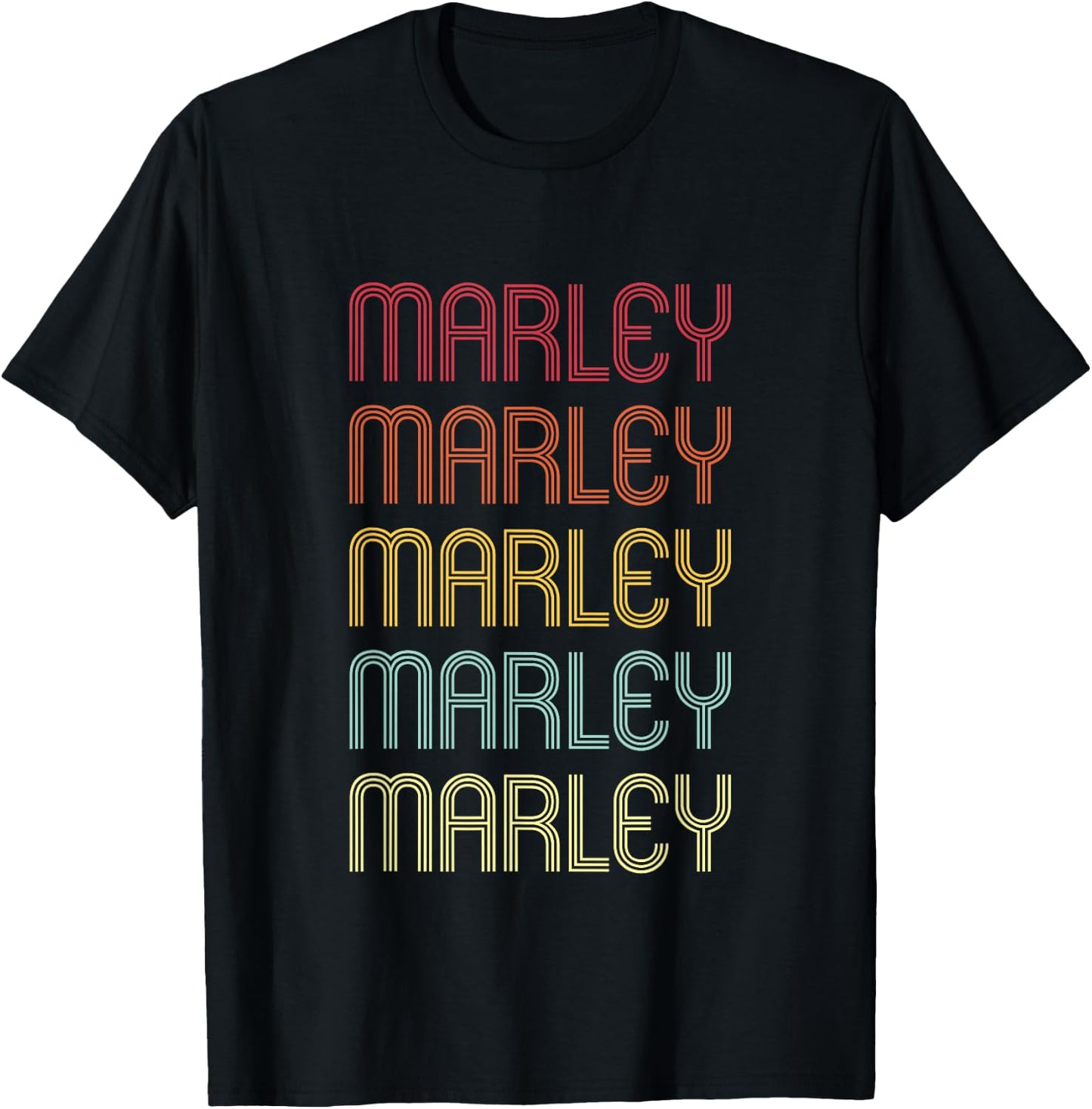 Marley Retro Wordmark Pattern Vintage Personalized 70s T-Shirt - T-Shirt | Black