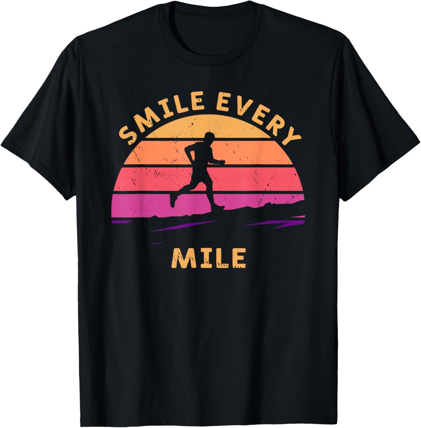 Trail Running Vintage Smile Every Mile run gift T-Shirt - T-Shirt | Black