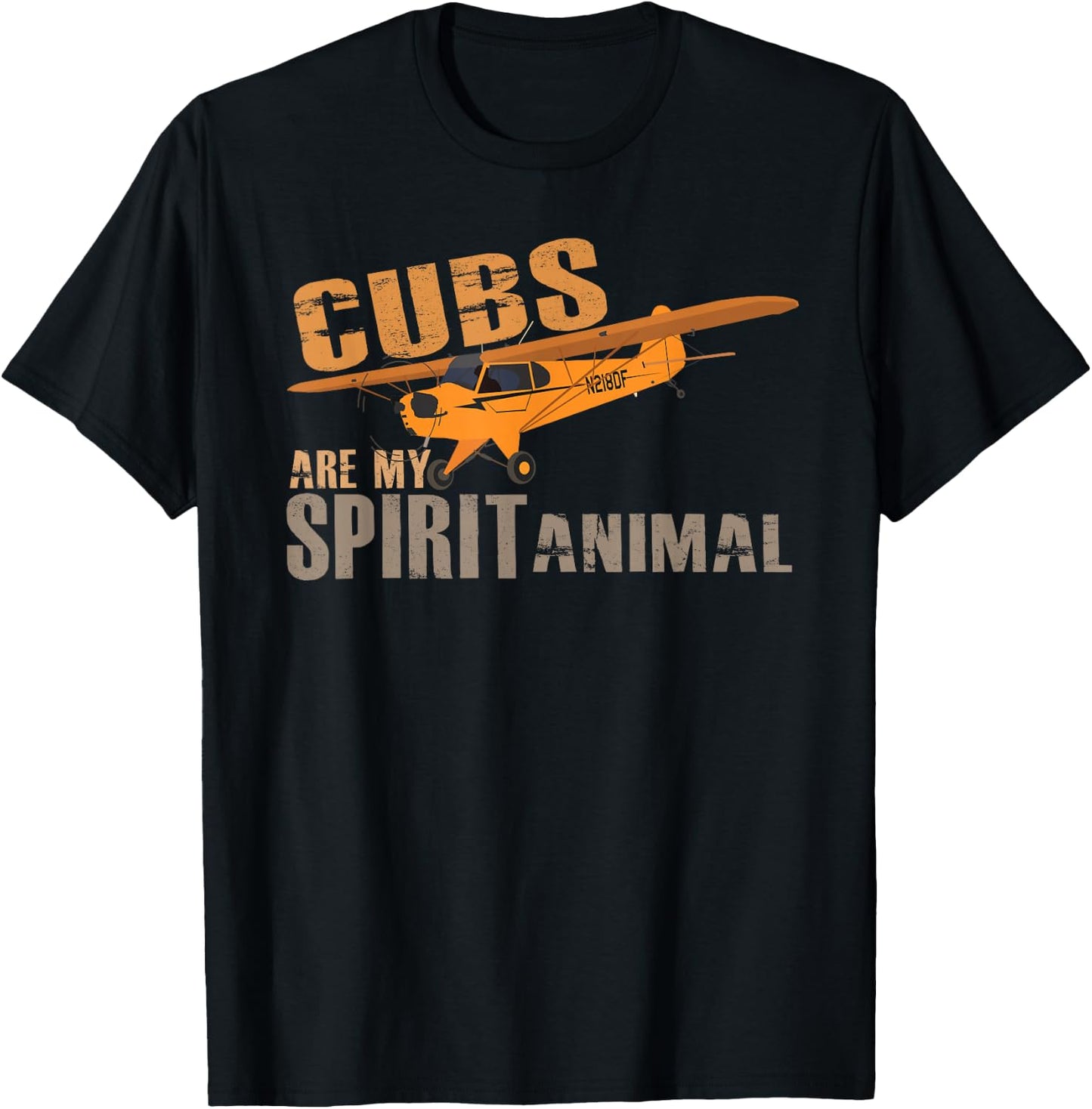 Cubs are my Spirit Animal | J-3 Cub Airplane Pilot T-Shirt - T-Shirt | Black