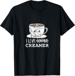 I Love Coffee Creamer Funny Coffee Design T-Shirt - T-Shirt | Black